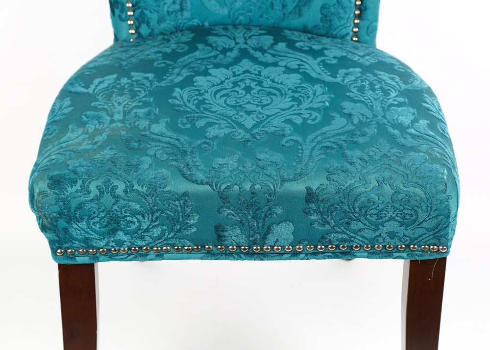 Contemporary Damask Covered Side Chairs