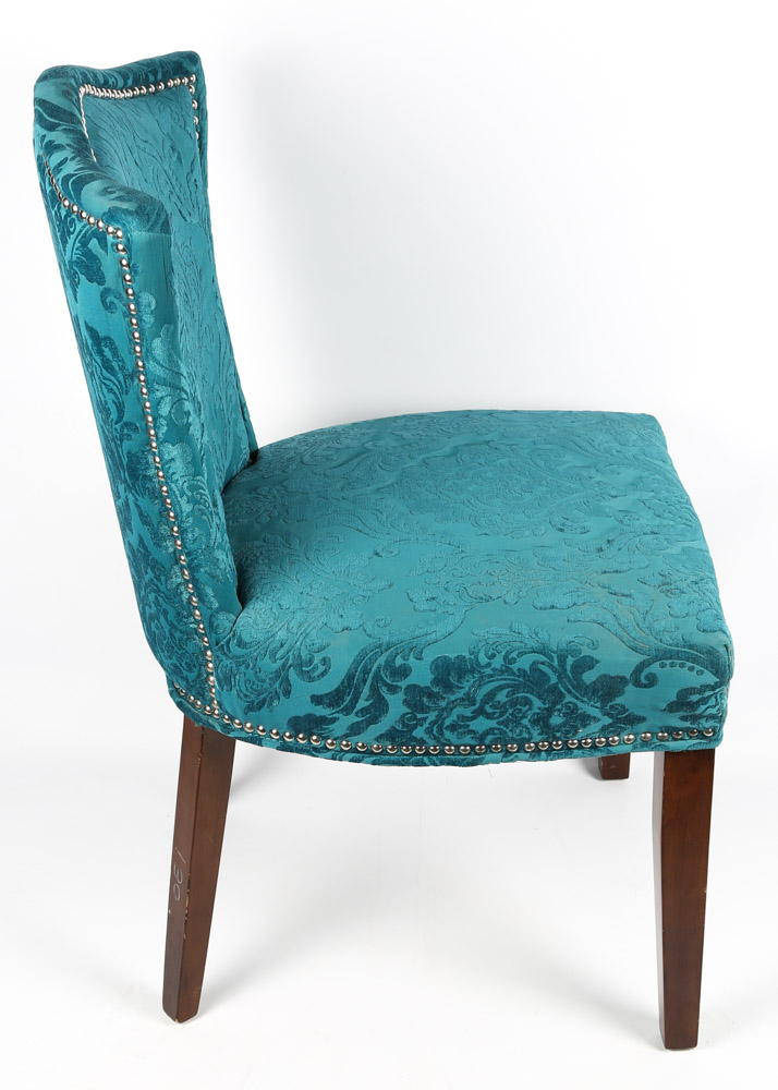 Contemporary Damask Covered Side Chairs