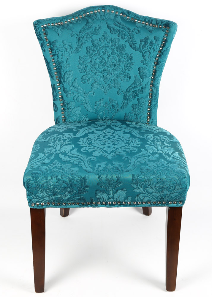 Contemporary Damask Covered Side Chairs