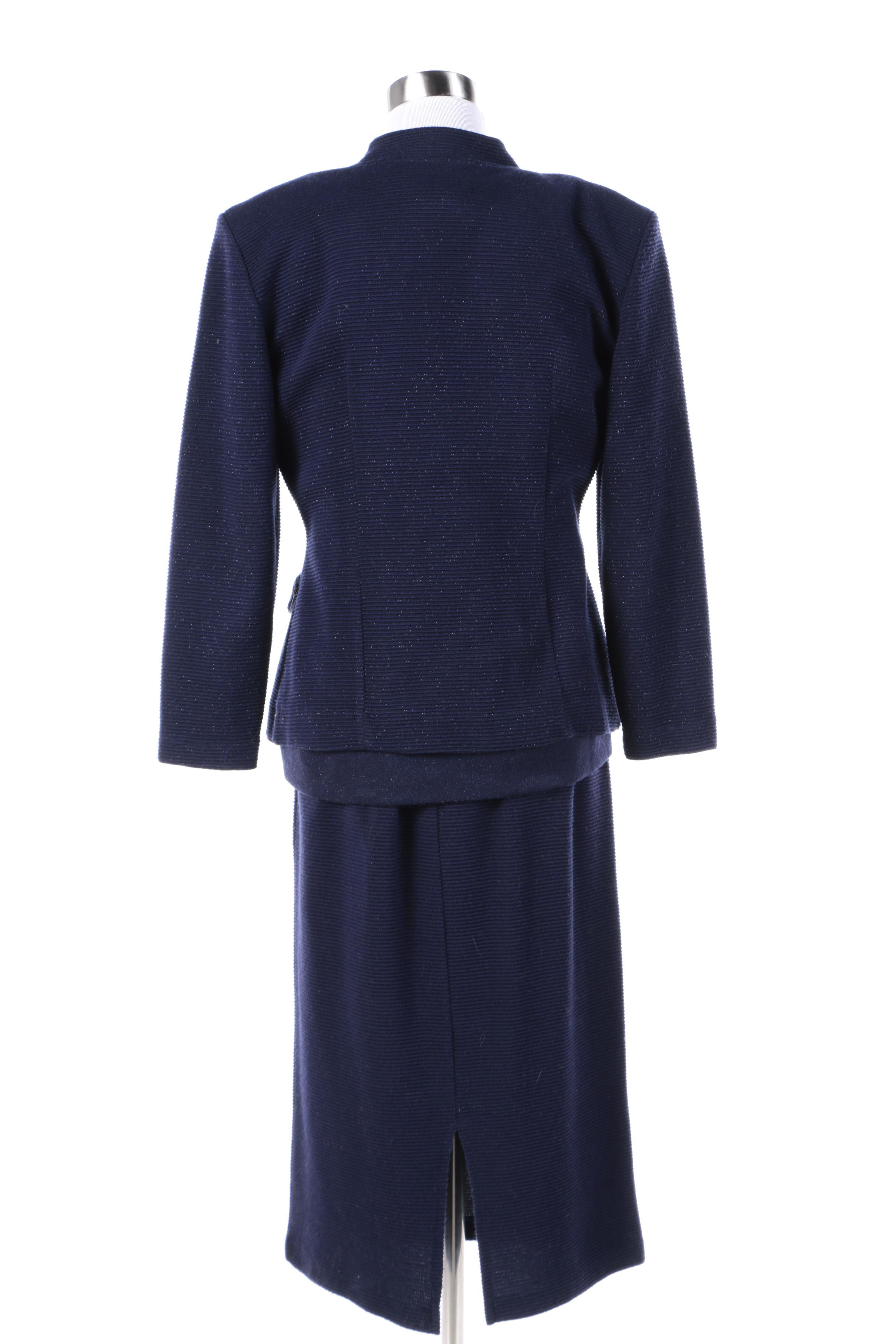 Women's Vintage Popovitch & Company Navy Skirt Suit