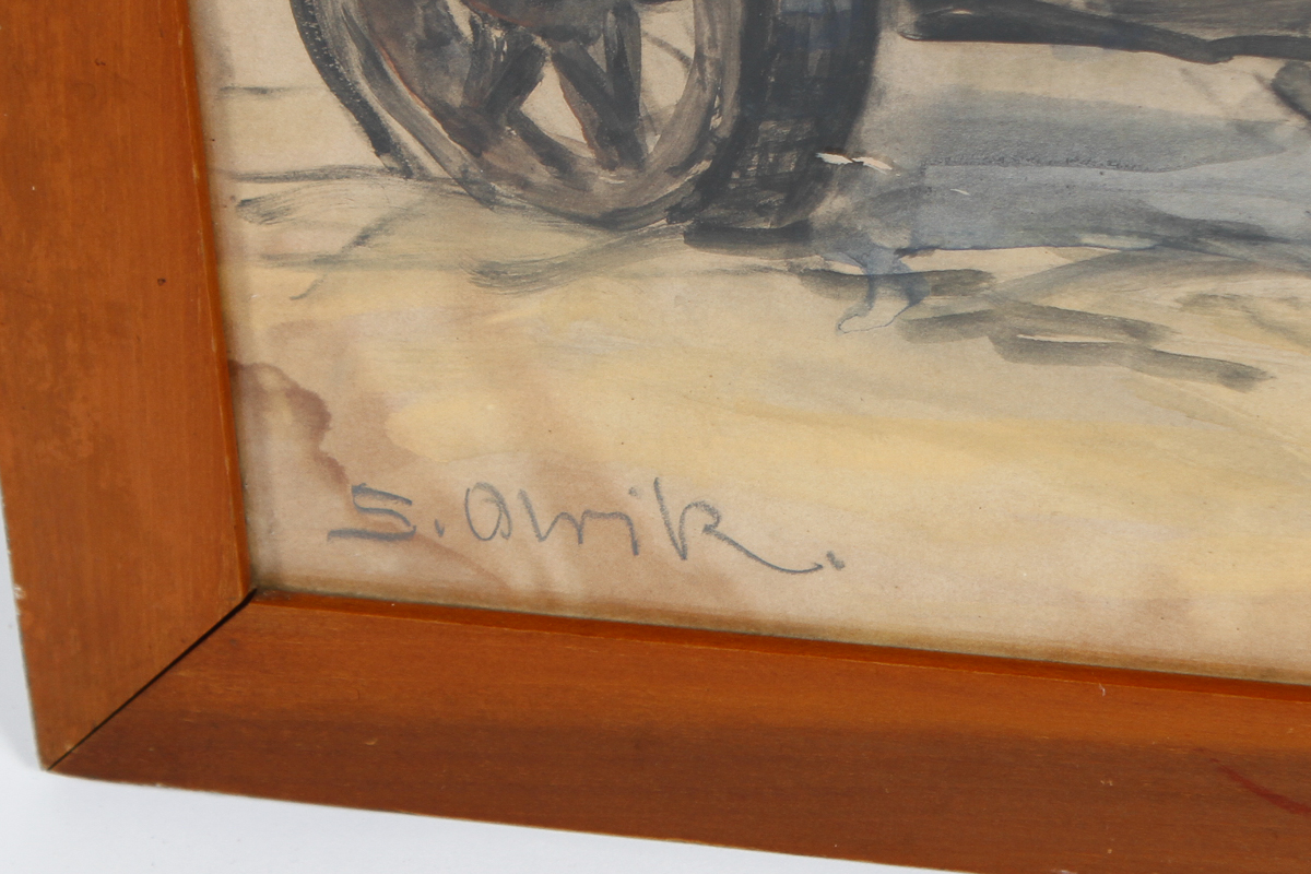 Sigurd Olrik Watercolor Painting of Greek Chariot Scene