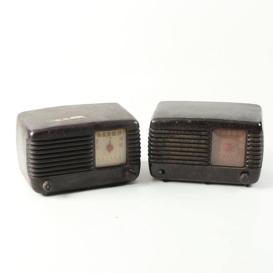 C. 1940s Philco Model 48-200 and 49-500 Transistone Radios