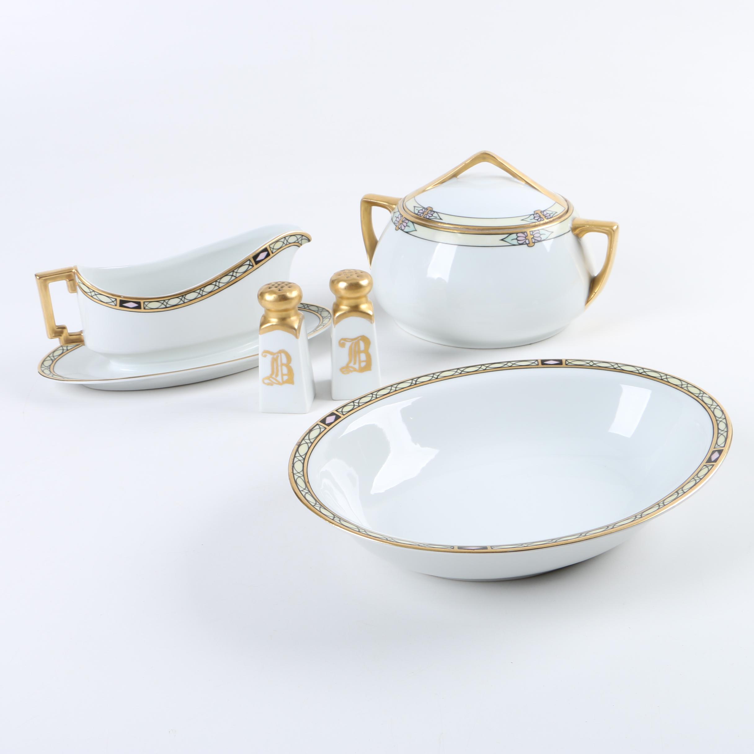 Vintage Art Deco Hand Painted Serveware from Nelda Mutual Art Studio