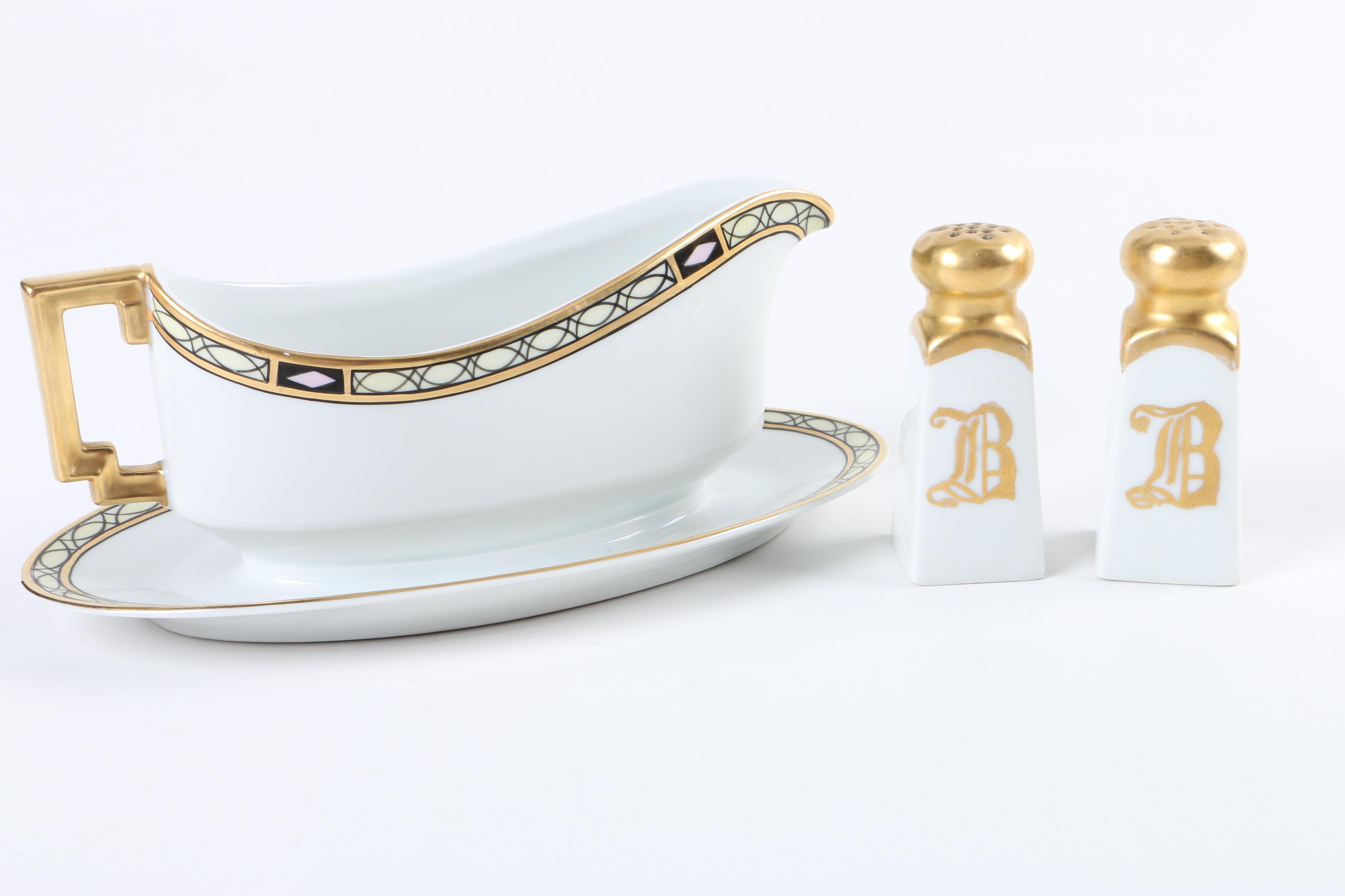 Vintage Art Deco Hand Painted Serveware from Nelda Mutual Art Studio