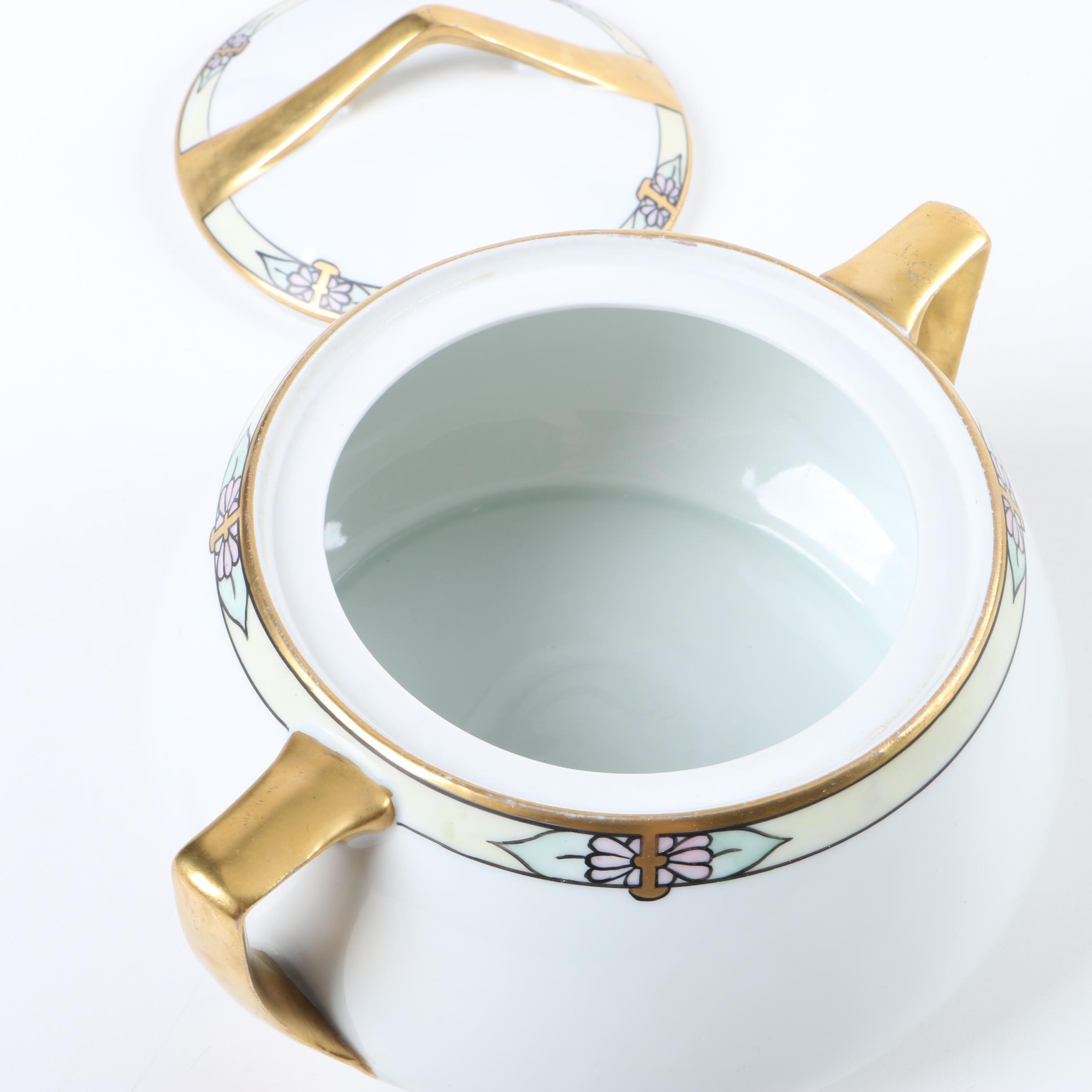 Vintage Art Deco Hand Painted Serveware from Nelda Mutual Art Studio