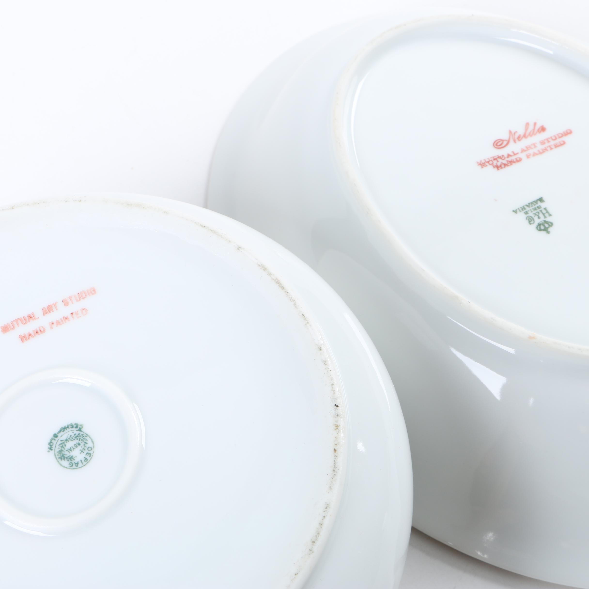 Vintage Art Deco Hand Painted Serveware from Nelda Mutual Art Studio