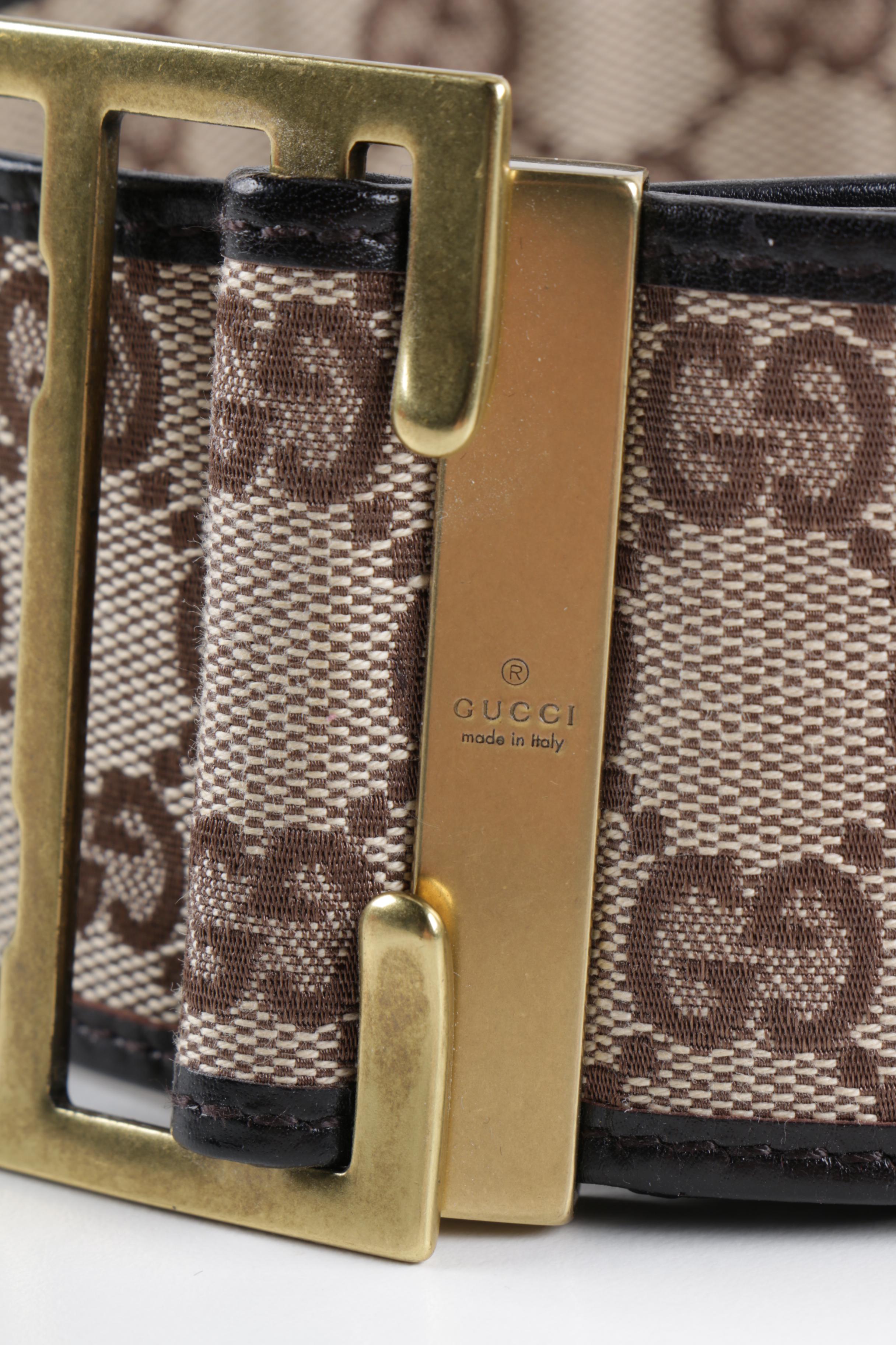 Gucci GG Supreme Canvas and Leather Belt