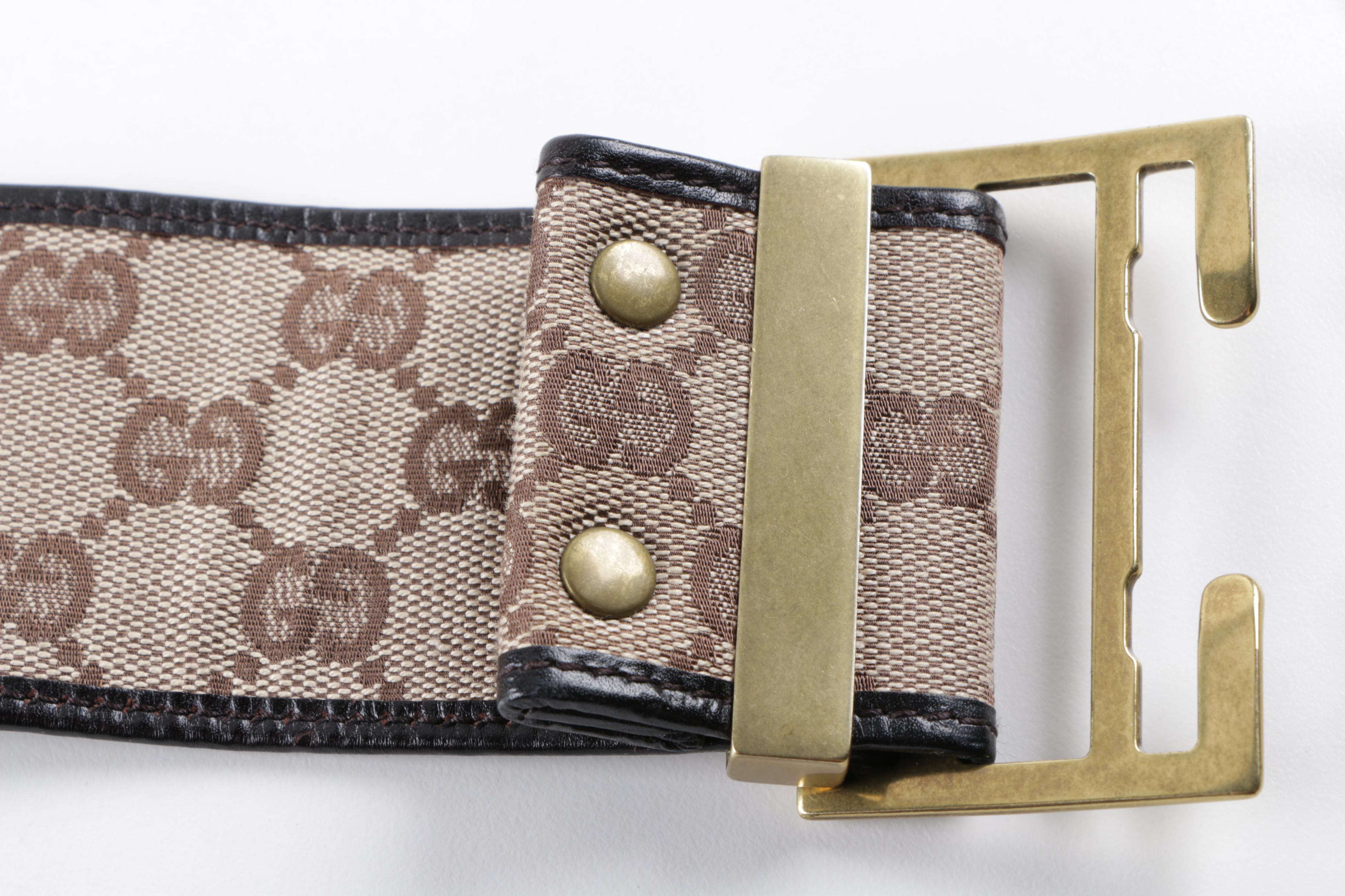 Gucci GG Supreme Canvas and Leather Belt