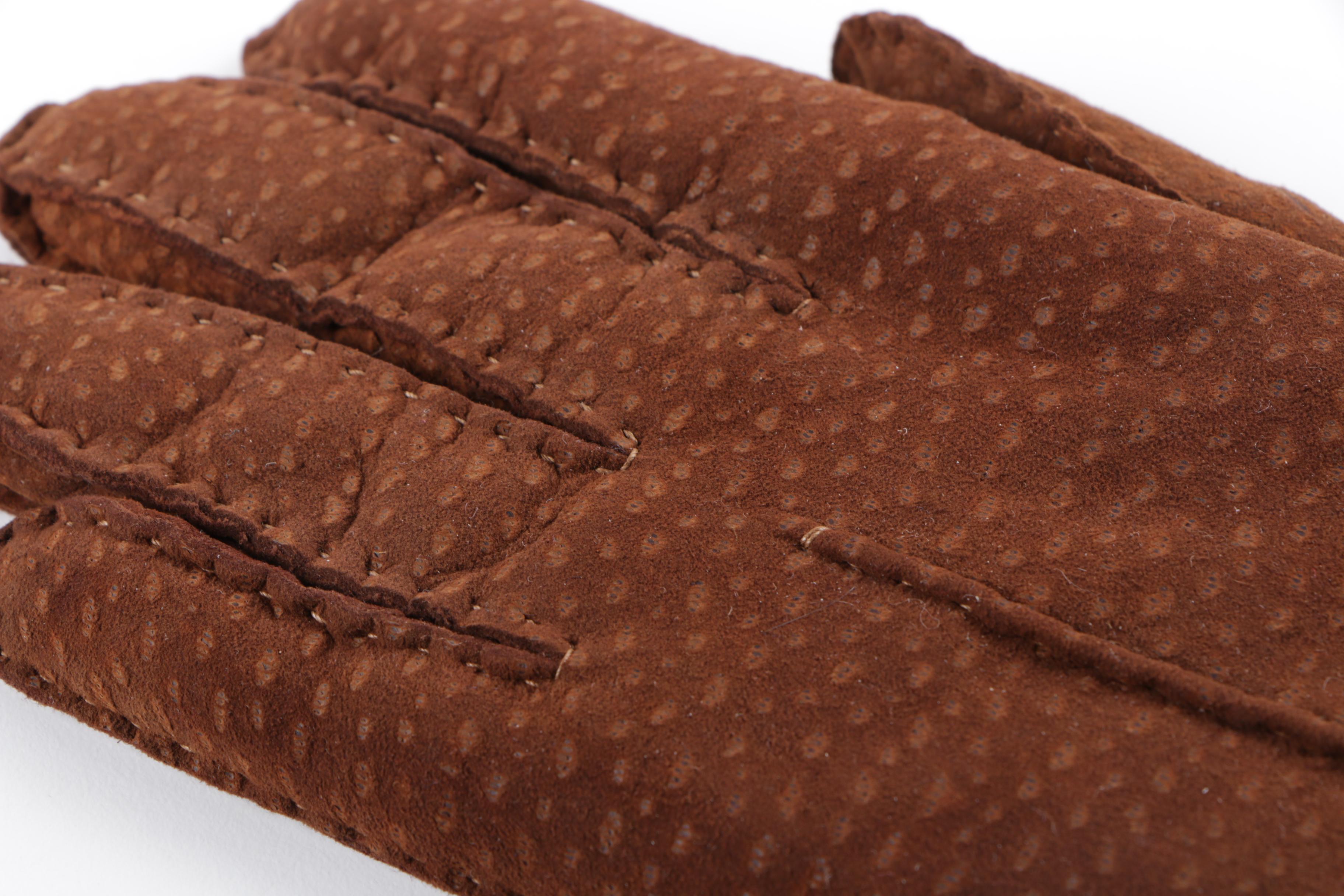 Brown Suede Gloves with Beaver Fur Lining