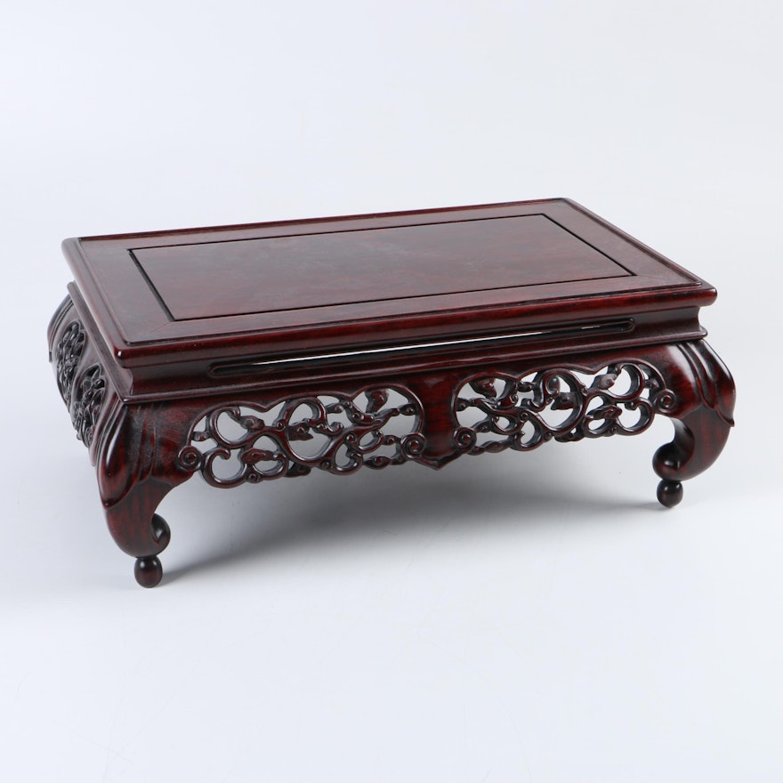 Vintage Chinese Rosewood Carved and Pierced Stand