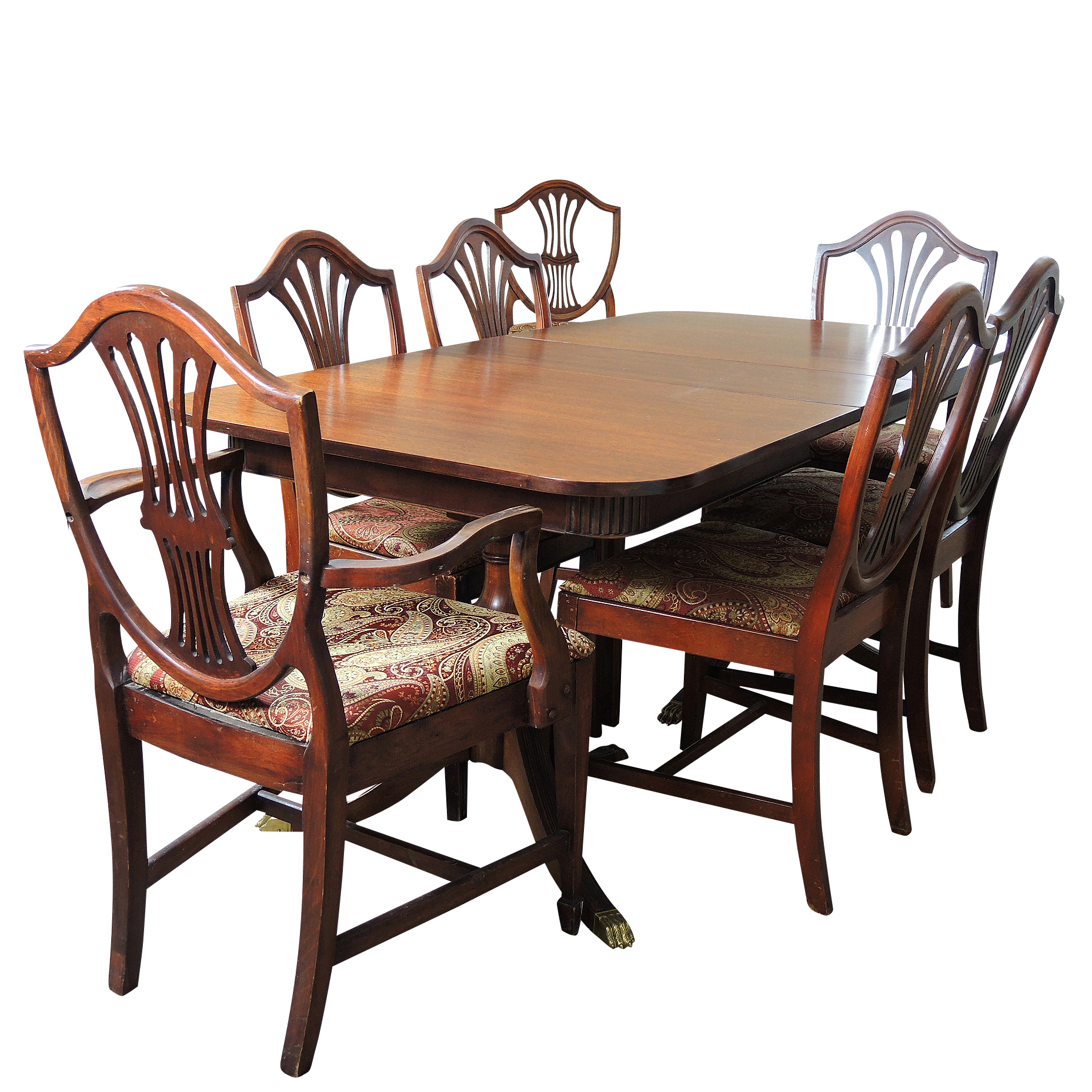 Vintage Mahogany Dining Table and Seven Chairs