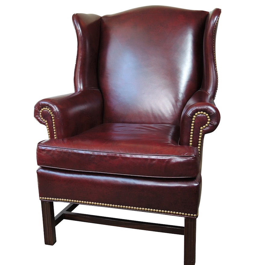 Hancock & Moore Red Leather Wing Back Armchair