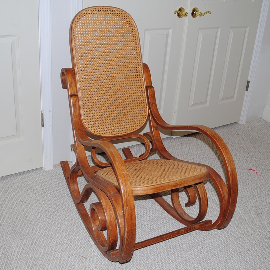 Vintage Bentwood and Cane Rocking Chair