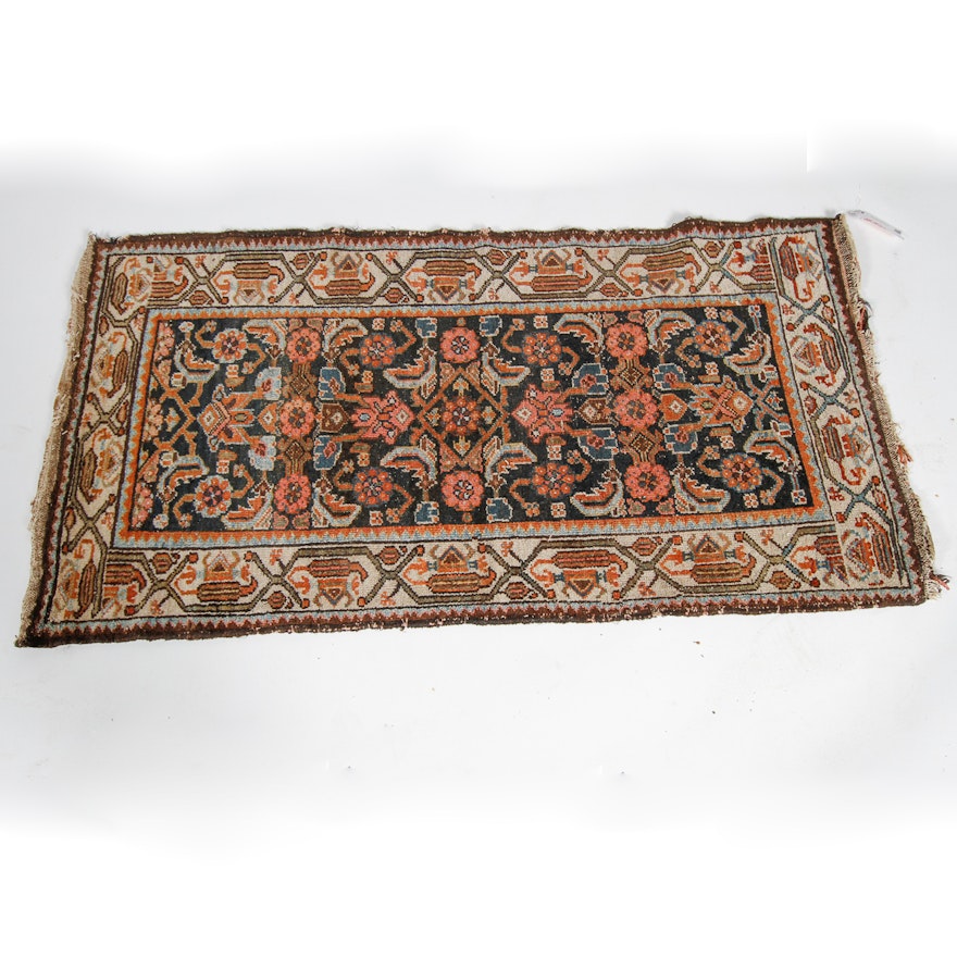 Semi-Antique Hand-Knotted Persian Hamadan Accent Rug