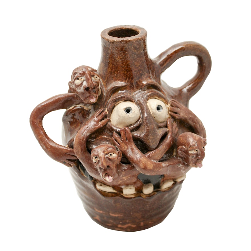 Stacy Lambert Folk Art Face Jug Pottery