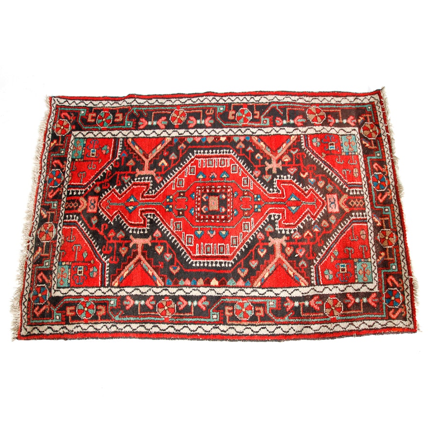 Hand-Knotted Persian Hamadan Area Rug