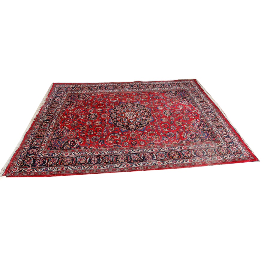 Hand-Knotted Persian Mashhad Area Rug