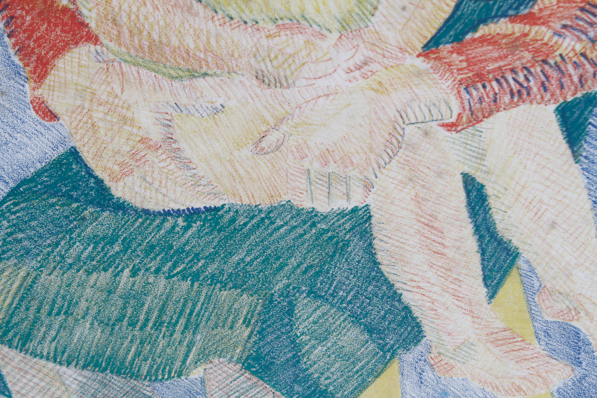 Erling Frederiksen 1949 Colored Pencil Drawing of Mother and Child