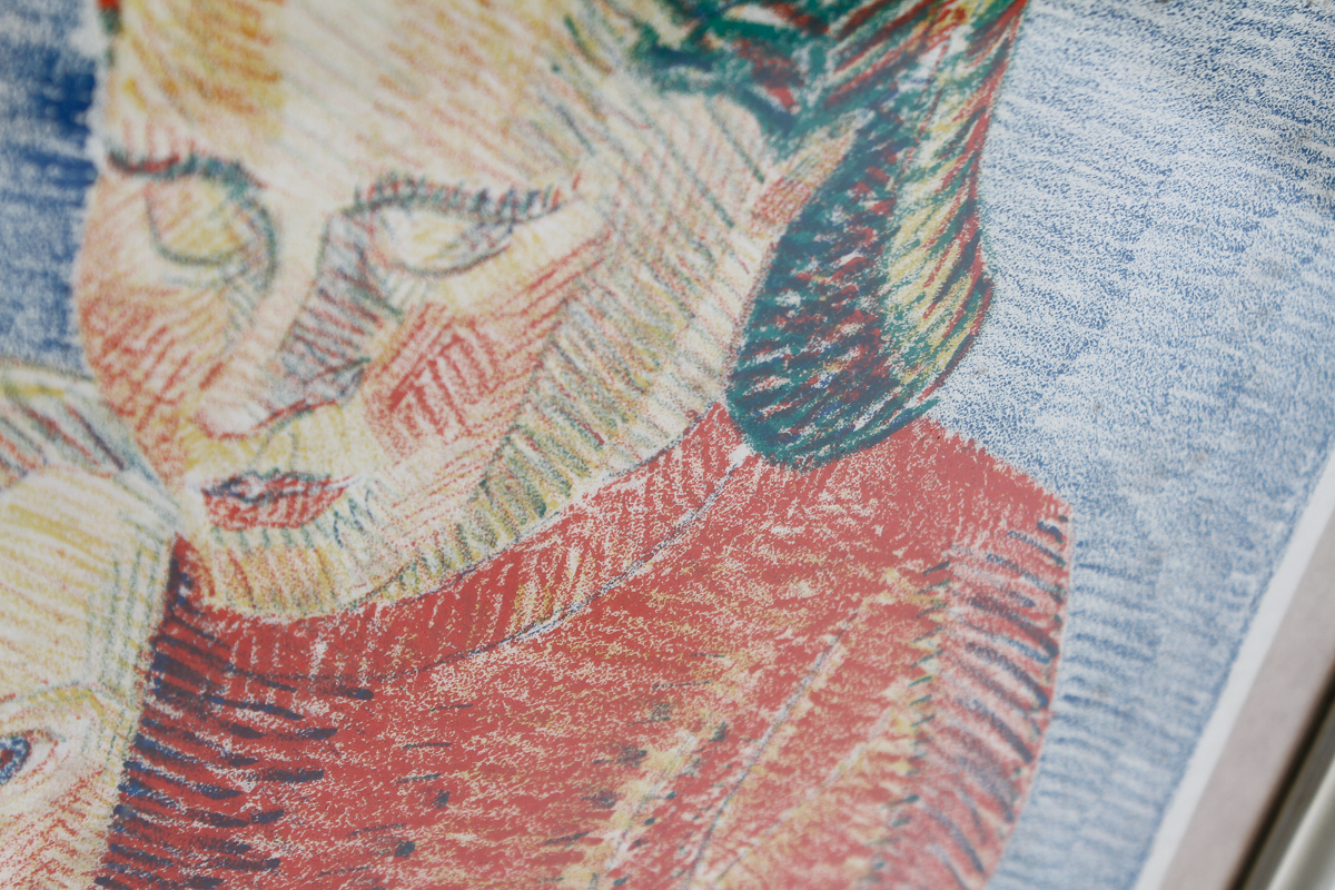 Erling Frederiksen 1949 Colored Pencil Drawing of Mother and Child