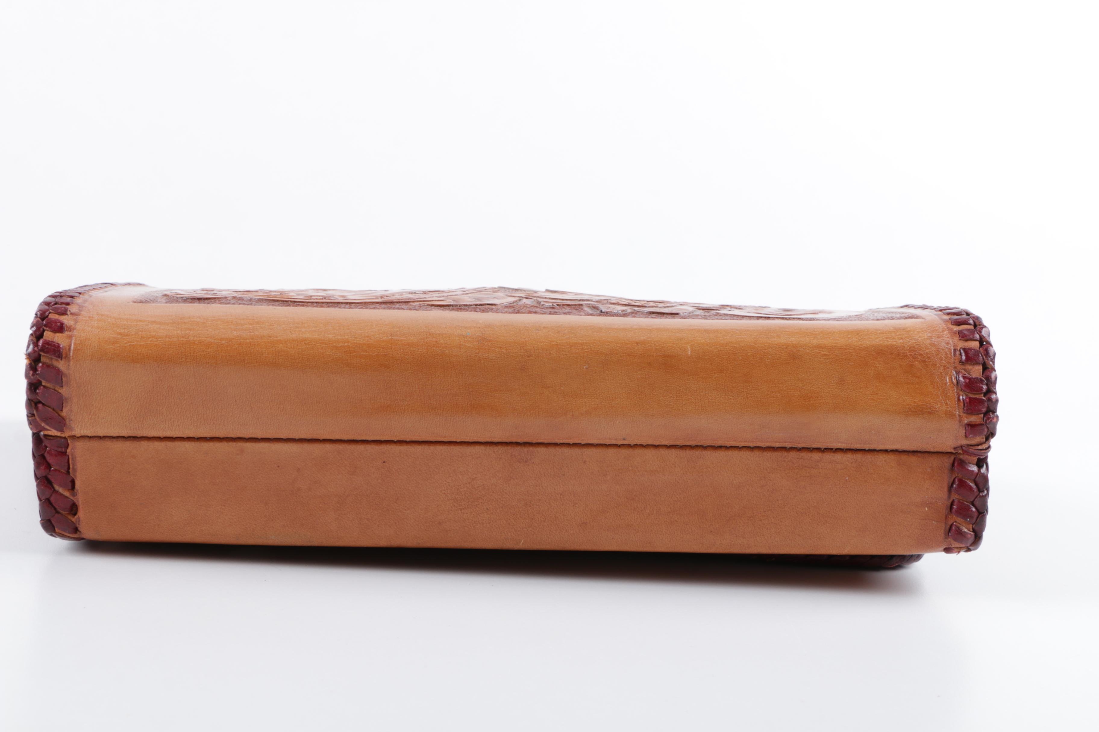 Vintage Gaitan Brown Tooled Leather Handbag