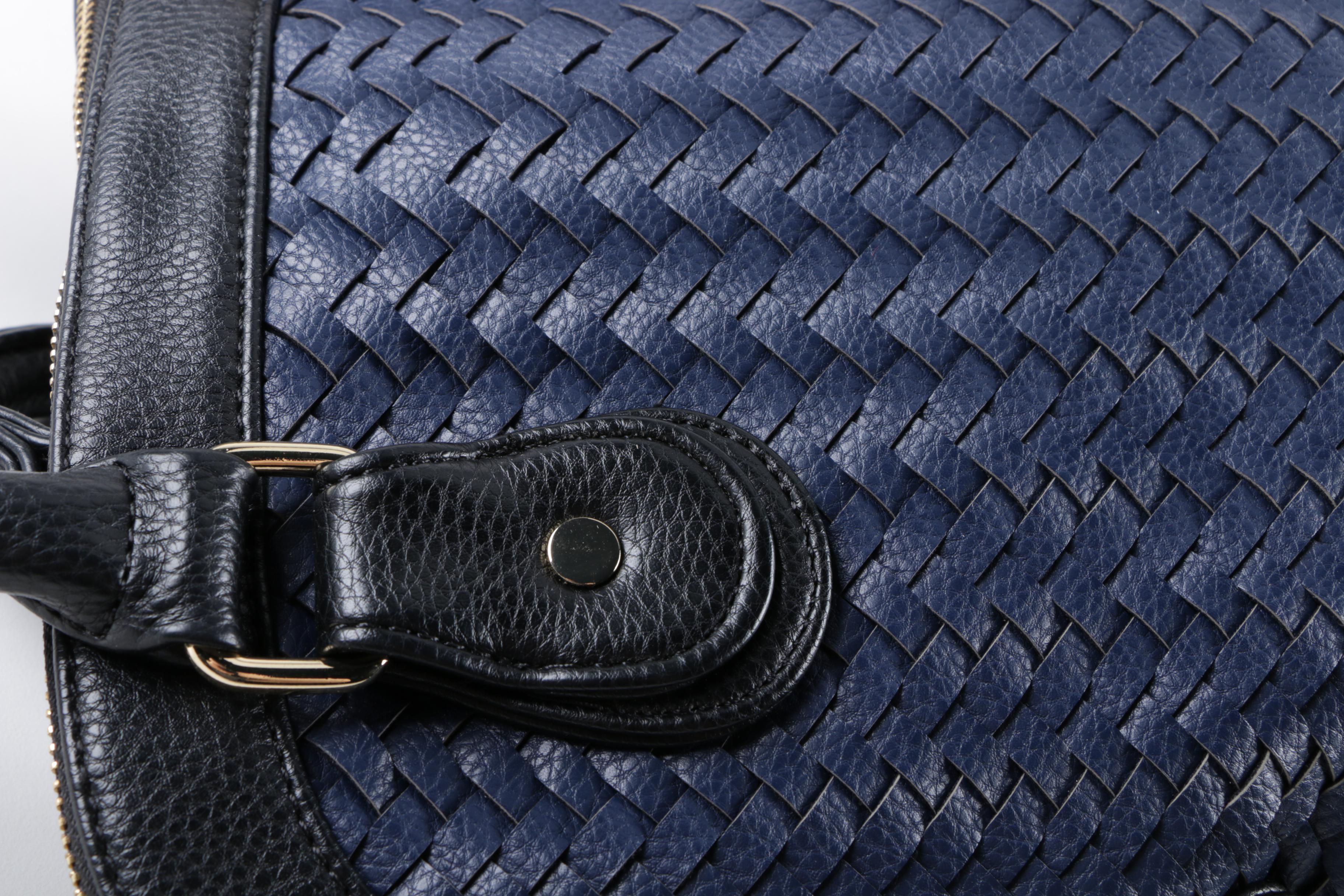 Deux Lux Blue Woven Leather Handbag