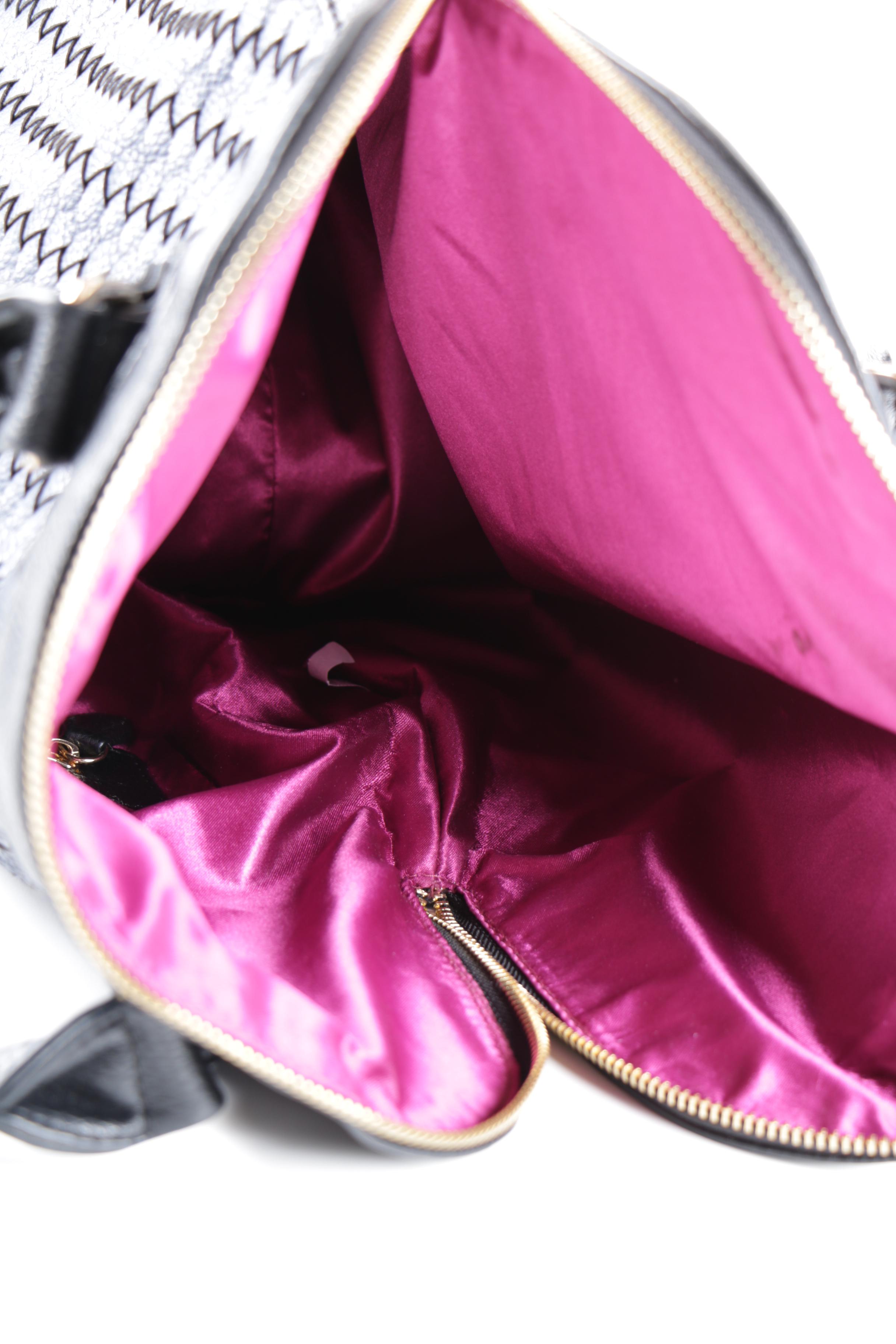 Deux Lux Blue Woven Leather Handbag