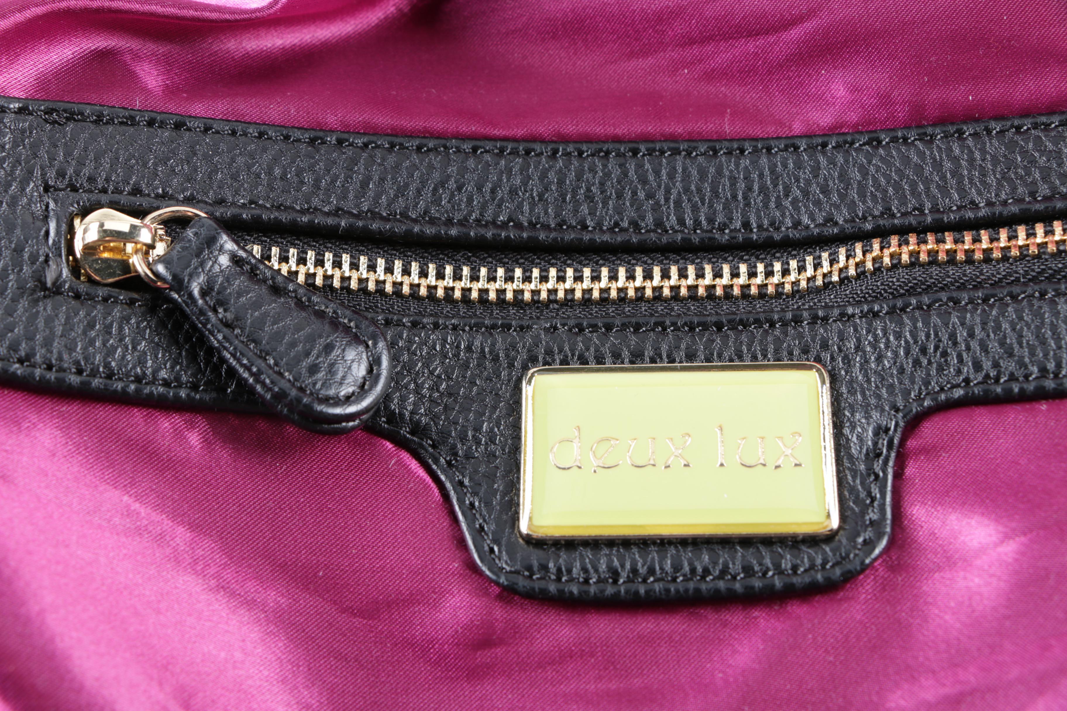 Deux Lux Blue Woven Leather Handbag