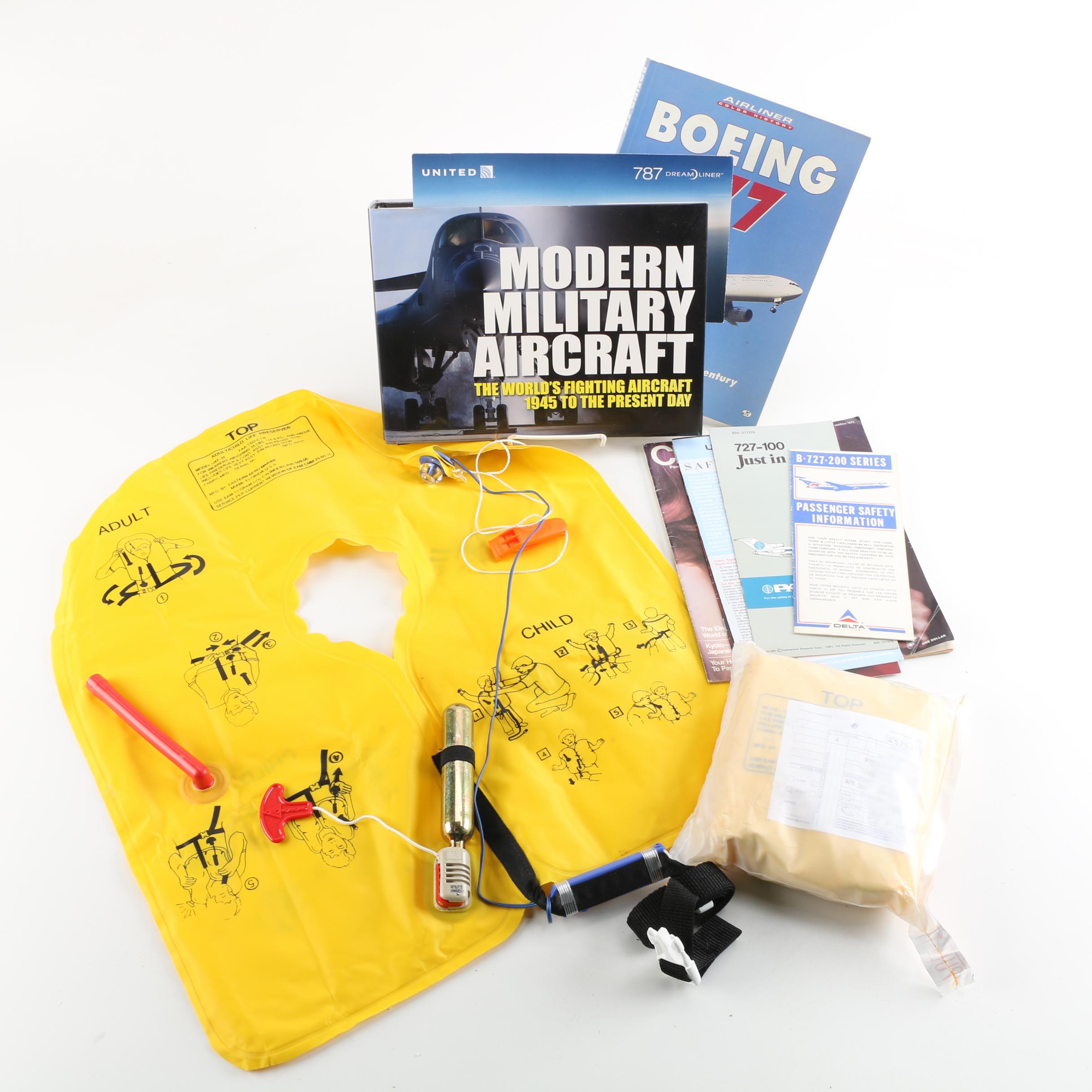 "Modern Military Aircraft" Book with Assorted Airline Memorabilia