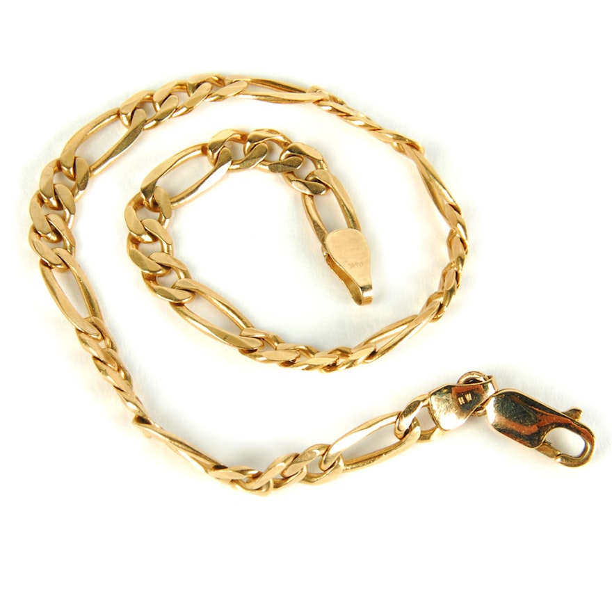 Italian 14K Yellow Gold Figaro Bracelet