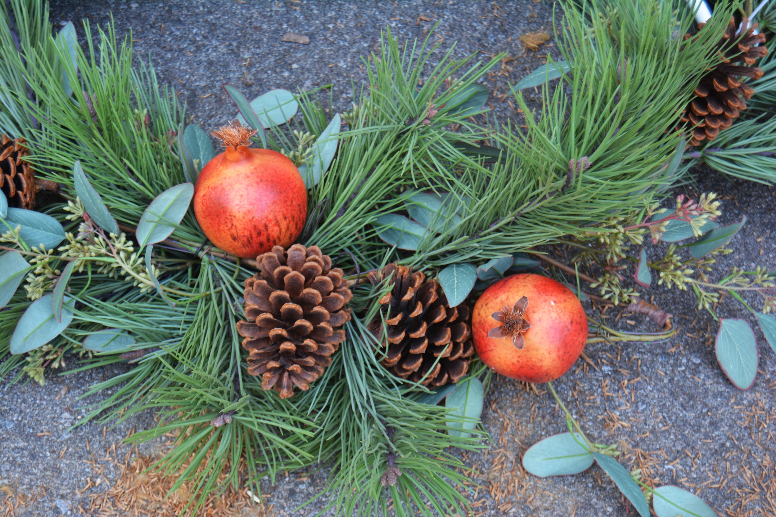 Botanical Wreath and Faux Garland With Fruit