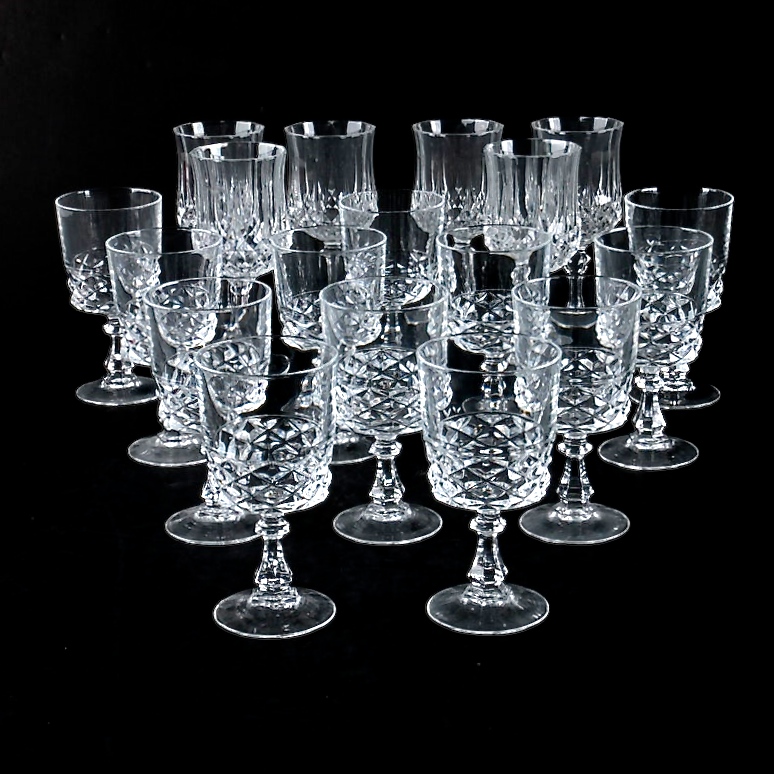 Collection of Cristal D'Arques-Durand "Diamond" Stemware