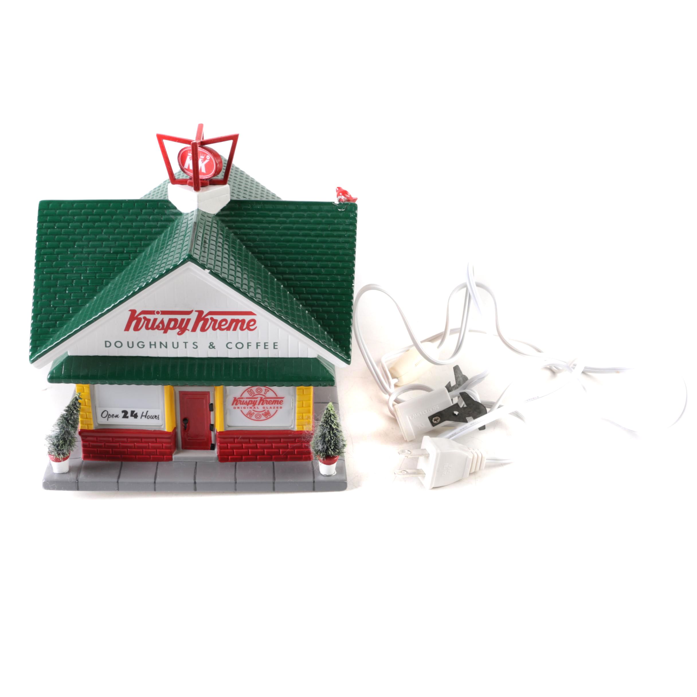 Department 56 Krispy Kreme Miniature Light Up Snow Village Building