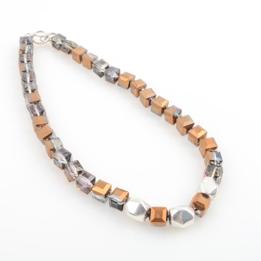 Simon Sebbag Designs Sterling Silver and Crystal Necklace