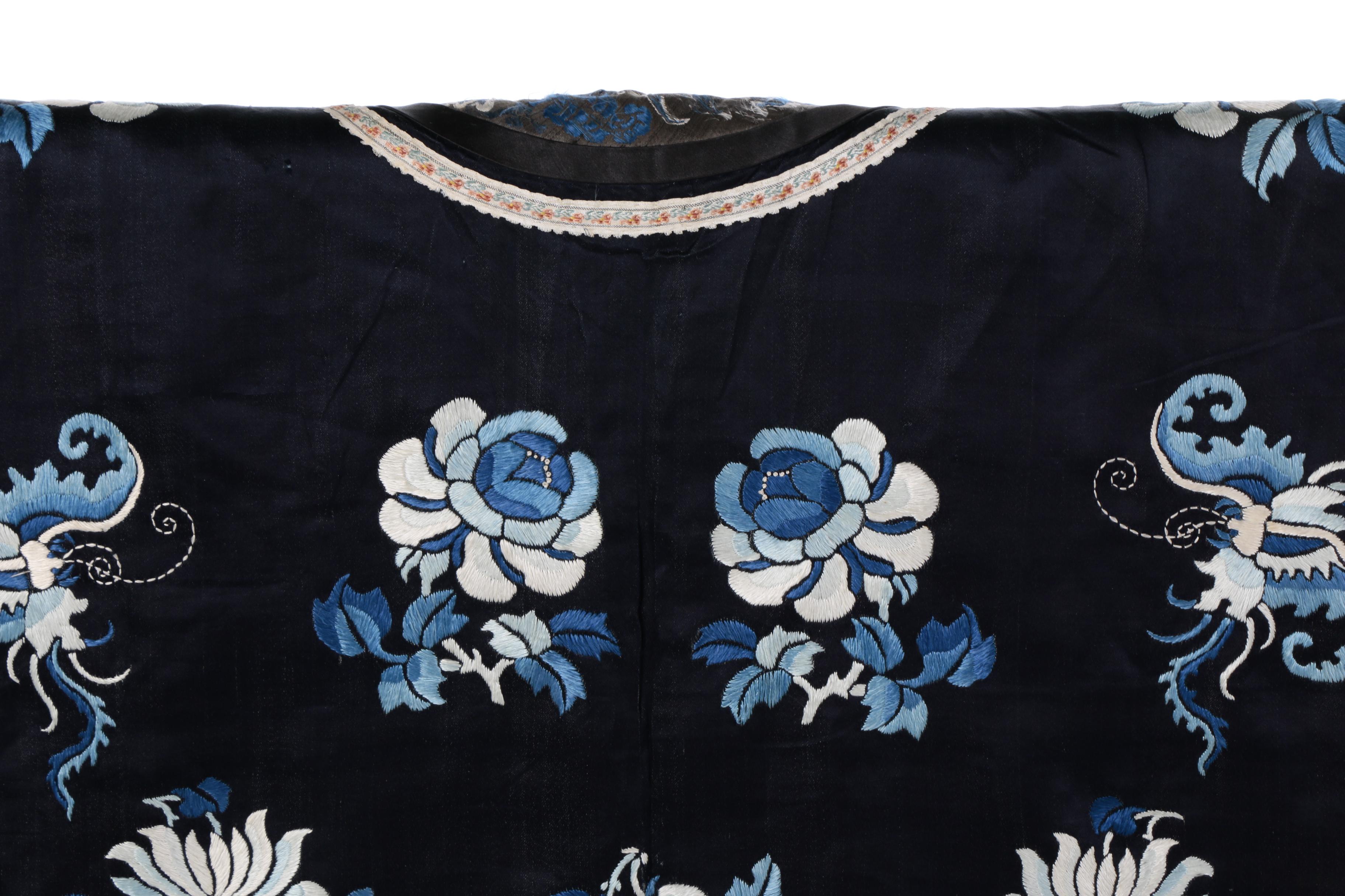 Chinese Qing Dynasty Embroidered Jacket and Wood Hanging Rod with Tassels