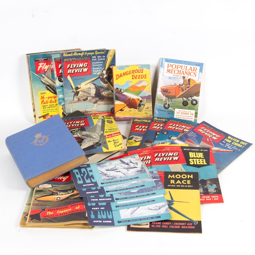 Assortment of Vintage Flying Themed Magazines and Ephemera