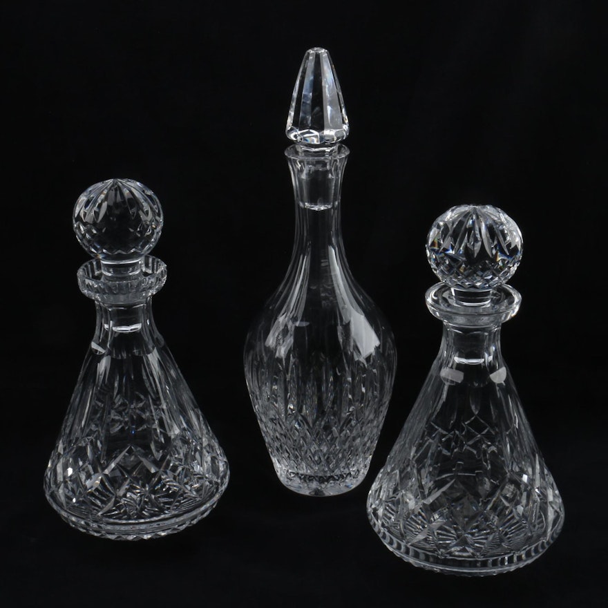 Waterford Crystal "Lismore" Roly Poly Decanters and a Crystal Decanter