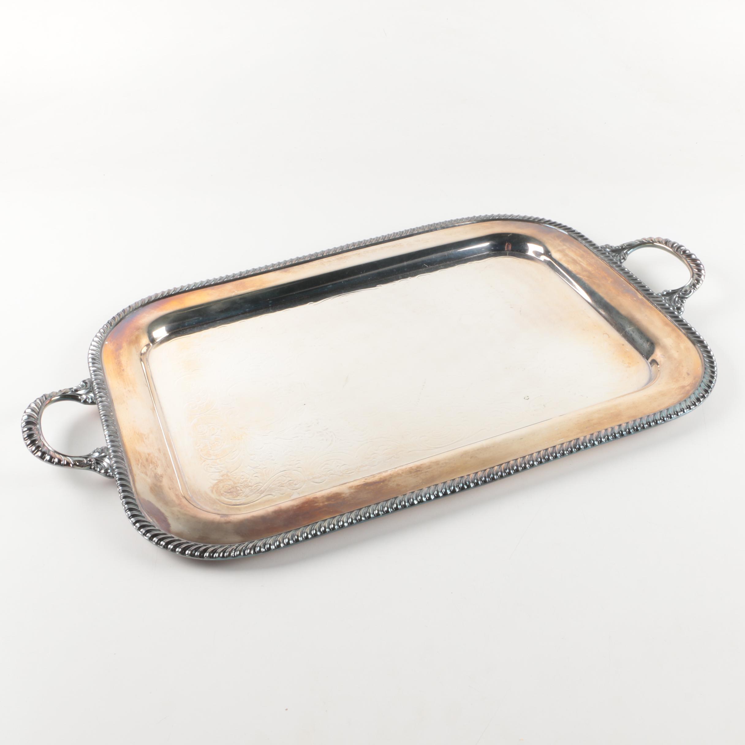 Vintage Crescent Silver Plate Serving Tray