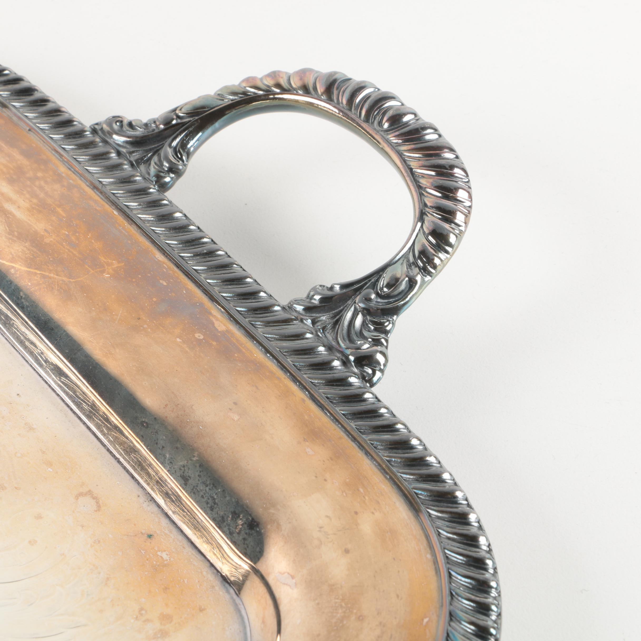 Vintage Crescent Silver Plate Serving Tray