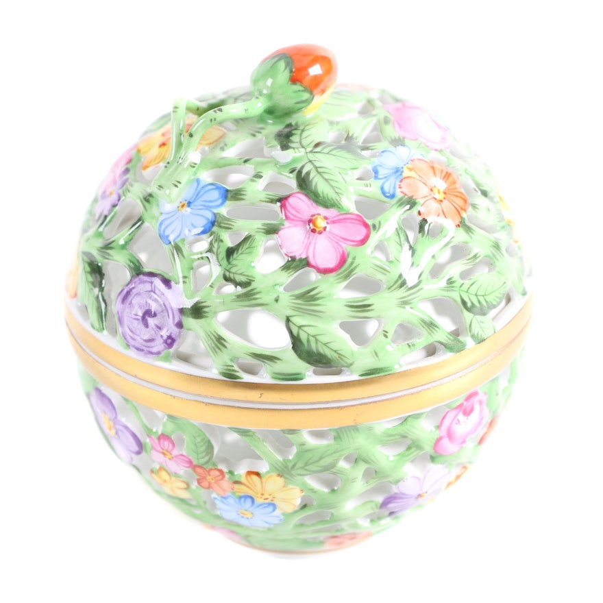 Herend Hand-Painted Lidded Trinket Bowl