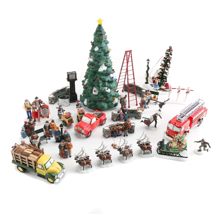 Assorted Ceramic Fire Engine and Christmas Figures