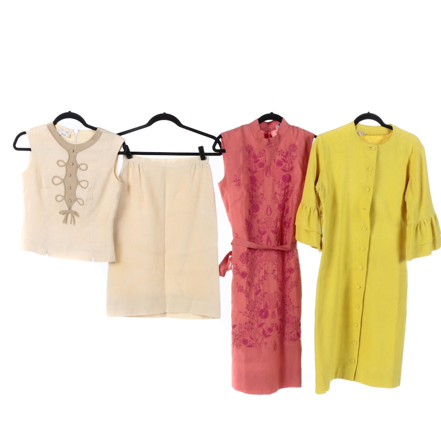 1960s Vintage Linen Dresses Including Embroidery, Susan Thomas