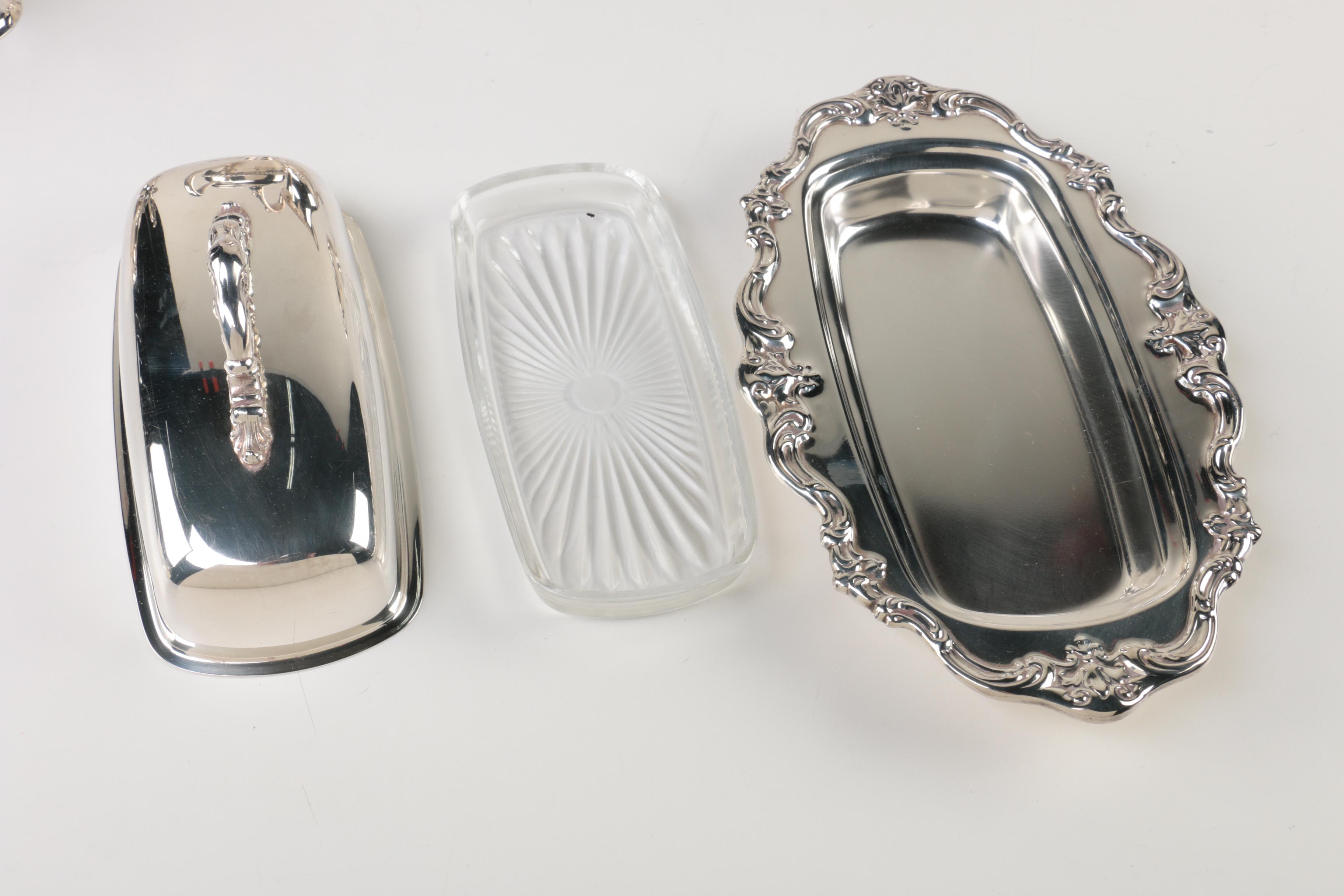 Gorham Silver Plate Butter Dish and Other Silver Plate Serveware
