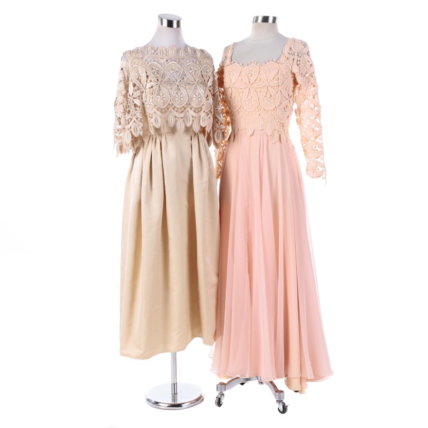 1960s Vintage Guipure Lace Evening Dresses