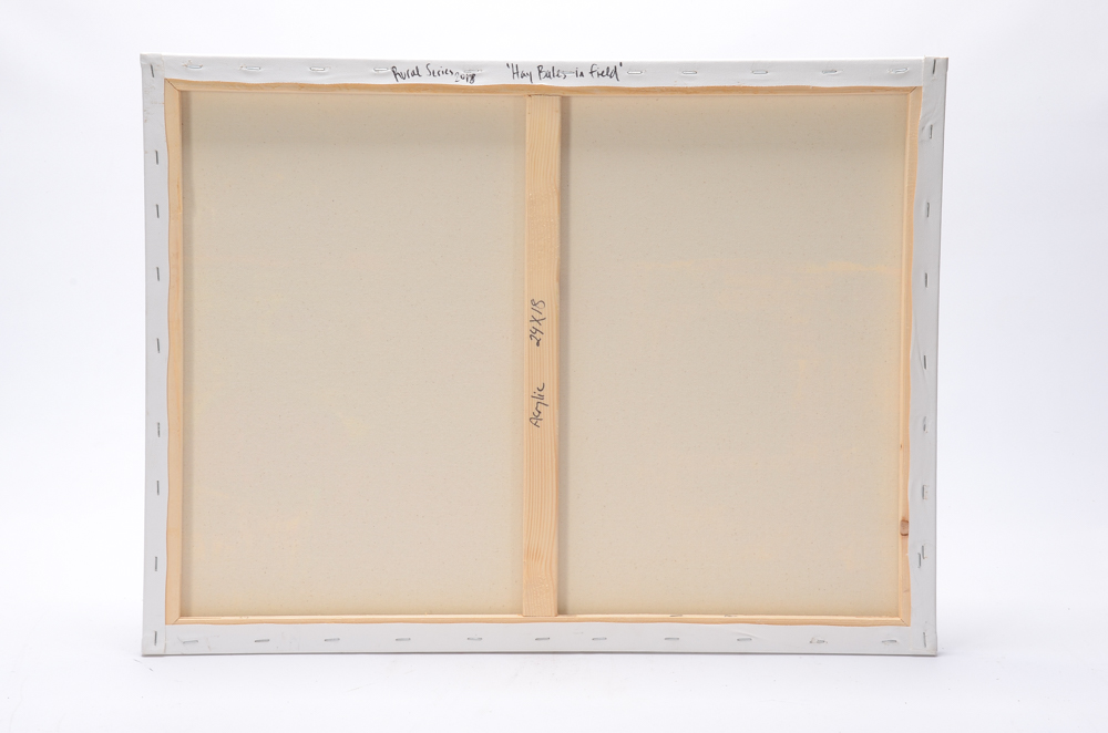 Kaitlin Roberts Acrylic Painting on Canvas "Hay Bales in a Field"