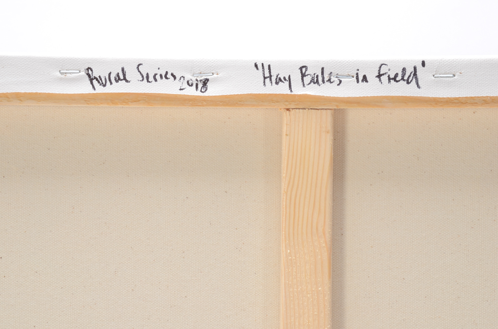 Kaitlin Roberts Acrylic Painting on Canvas "Hay Bales in a Field"