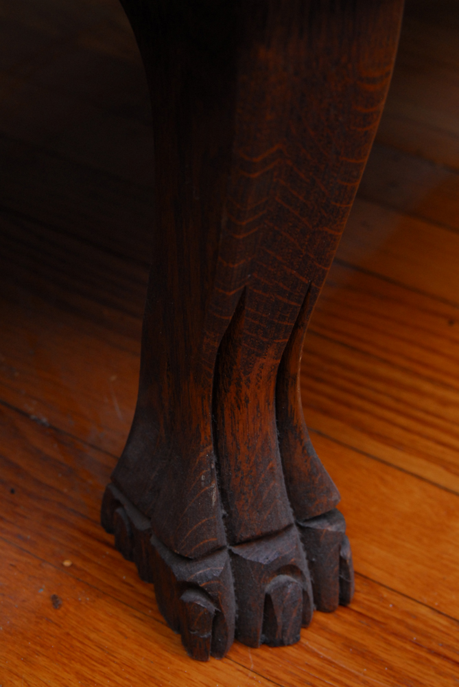 Oak Curio Cabinet with Stained Glass