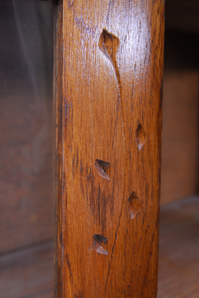 Oak Curio Cabinet with Stained Glass