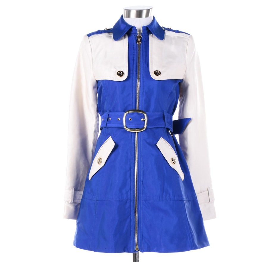 Women's Juicy Couture Blue and White Cotton Blend Jacket