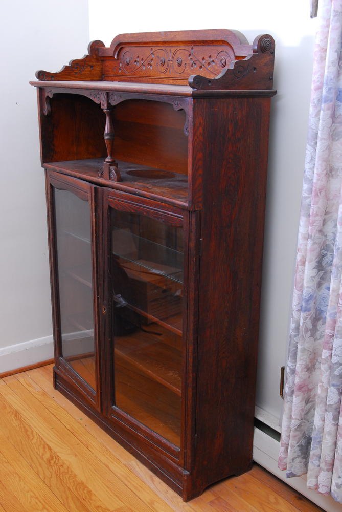 Antique Eastlake Oak Display Cabinet