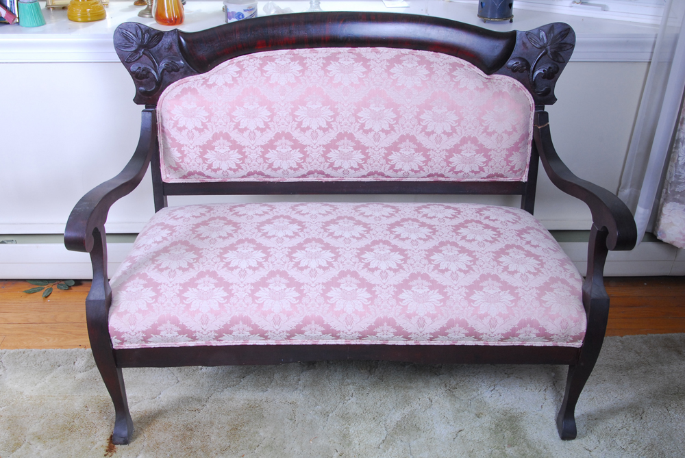 Vintage Mahogany Finish Settee